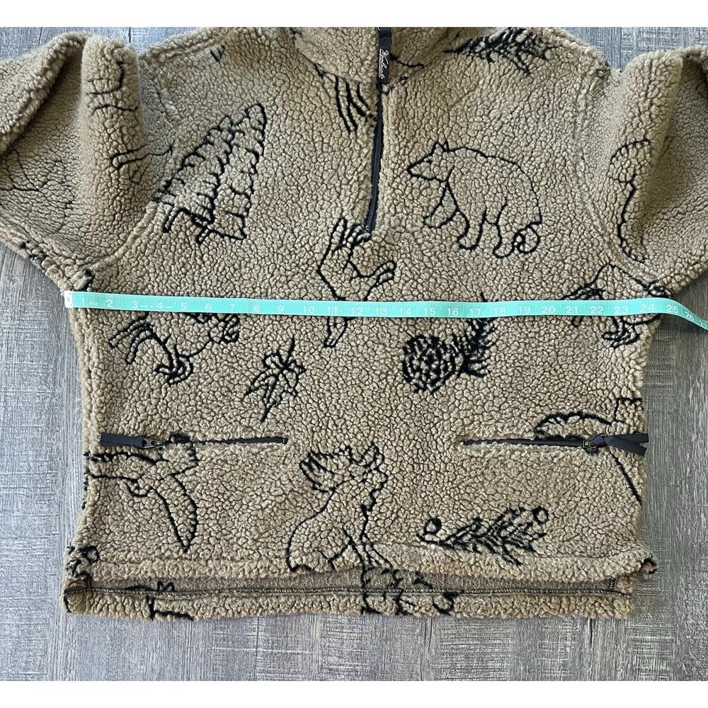 Woolrich 1/4 Zip Pullover Fleece Sherpa Pile Women’s M USA Cabin-core Animal AOP - Picture 6 of 8